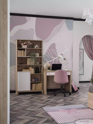 Scrivania per camera dei bambini set 4 pezzi computer legno rosa nuovo