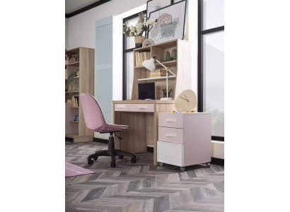 Gruppo scrivania per bambini con librerie 4 pezzi computer legno rosa