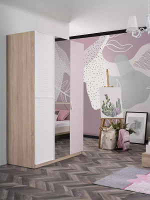 Set di mobili per bambini lettino camera dei bambini legno rosa 8 pezzi