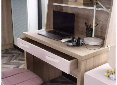 Set di mobili per bambini letto cameretta legno rosa 8 pezzi