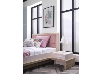 Set di mobili per bambini letto cameretta legno rosa 3 pezzi