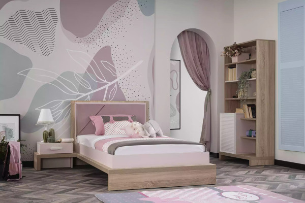 Letto per bambini mobili per bambini struttura del letto legno rosa camera dei bambini moderno