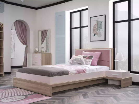 Letto per bambini mobili per bambini struttura del letto legno rosa camera dei bambini moderno