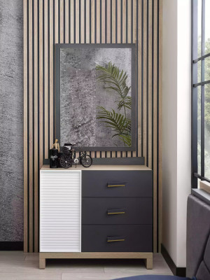 Set di mobili per bambini lettino cameretta legno grigio 8 pezzi