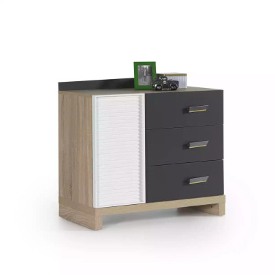 Comò per bambini Comò Armadio Scaffale per cameretta Grigio Legno Moderno Nuovo
