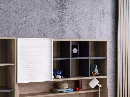 Scrivania libreria in legno per cameretta