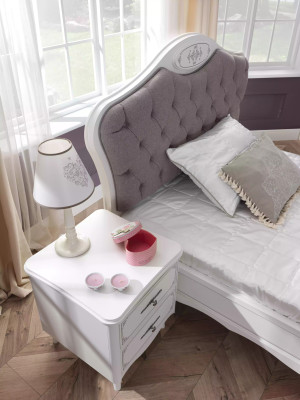 Letto giovanile Chesterfield per camera dei bambini 100 cm Set 5 pezzi Grigio Tessuto