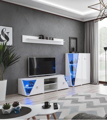 Set soggiorno mensola TV supporto parete moderno vetrina design 3 pz. nuovo
