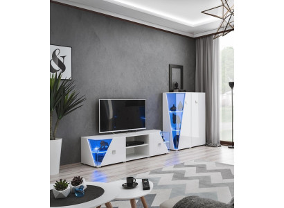 Mobile TV moderno bianco con vetrina