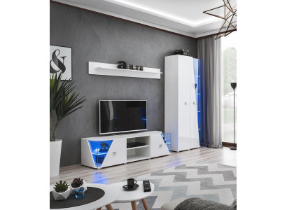 Mobile soggiorno set supporto TV vetrina mobili legno bianco lusso