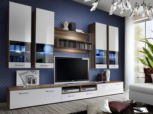 Mobile soggiorno set TV supporto lowboard armadio a muro legno lusso mobili