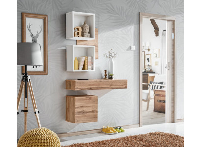 Arredamento completo moderno 4 pezzi per ingresso con mensole a muro e armadio nuovo