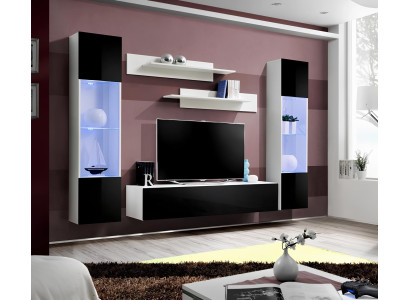 Parete soggiorno nera design moderna mobili supporto TV