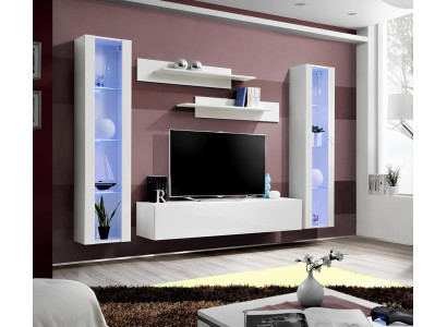 Parete soggiorno 5 pezzi rtv 2x vetrina sospesa mobili design stile moderno