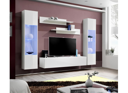 Mobile TV moderno in legno con vetrina sospesa