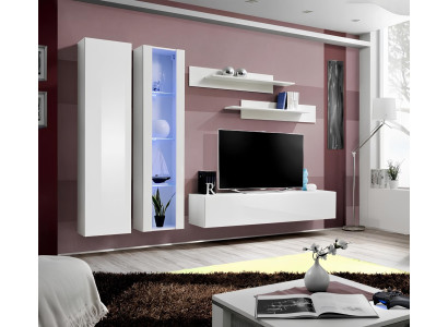 Moderna parete soggiorno bianca mobili design legno armadio a muro