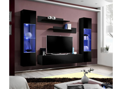 Parete attrezzata TV Lowboard Mensole soggiorno Design Moderno 5 pezzi