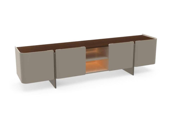 Moderna parete soggiorno design supporto TV lusso grigio lowboard nuovo
