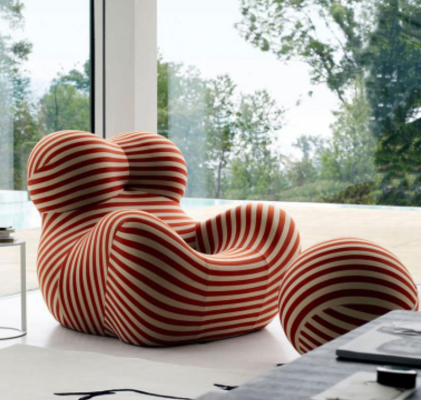 Poltrona Design Divano Lusso Sofa Relax Tessuto Lounge Club Imbottito