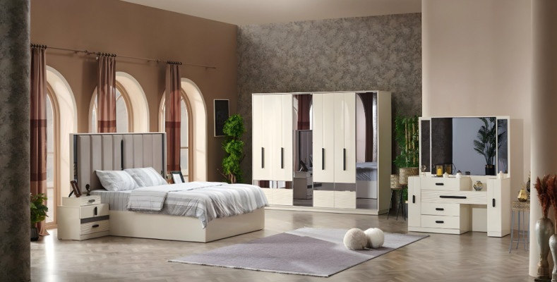 Set camera da letto 5 pezzi design moderno mobili completi letto armadio di lusso