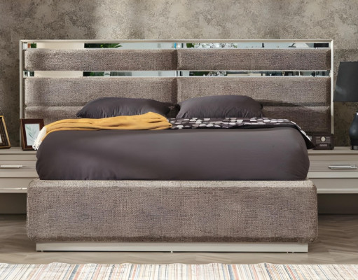 Letto matrimoniale di design grigio moderno lusso mobili da camera da letto