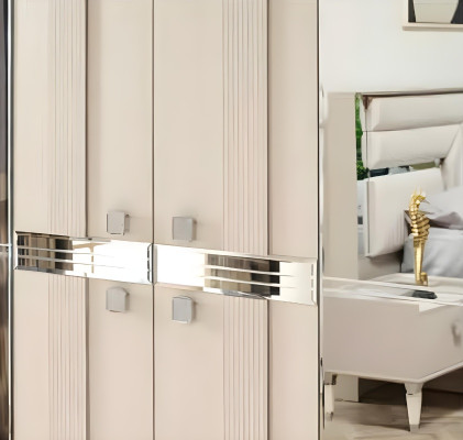 Camera da letto completa 5 pezzi letto 2 comodini armadio toeletta legno