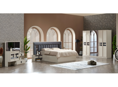 Set di mobili da camera da letto di design moderno di lusso 5 pezzi letto matrimoniale armadio