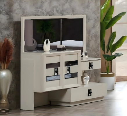 Set di mobili da camera da letto di design moderno di lusso 5 pezzi letto matrimoniale armadio