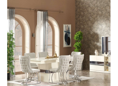 Set da pranzo 7 pezzi Tavolo da pranzo con 6 sedie Design moderno Mobili di lusso Completo