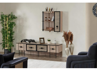 Mobile TV da soggiorno in legno, armadio a muro moderno di lusso