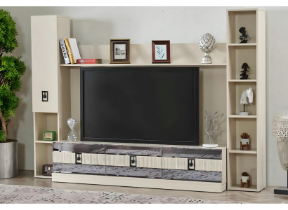 Parete soggiorno moderna mobili in legno design supporto TV lusso