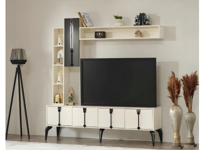Mobile TV a parete set 4 pezzi mobili in legno moderno