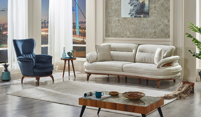 Set di divani 2 pezzi soggiorno completo 3+1 posti design moderno mobili imbottiti