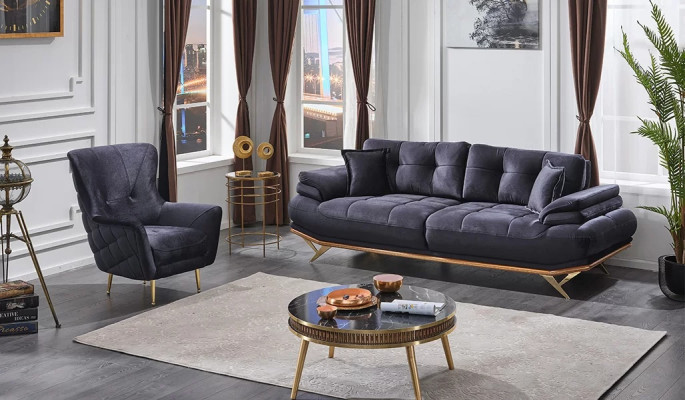 Set di divani 2 pezzi Set di lusso per soggiorno 3+1 posti mobili imbottiti di lusso