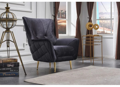 Poltrona in tessuto grigia mobili imbottiti design lussuoso soggiorno