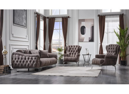 Design divano 3 pezzi mobili imbottiti lussuosi tessuto