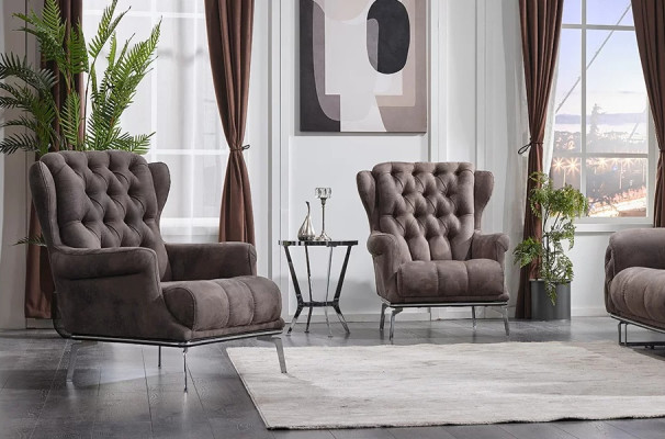 Poltrona Chesterfield moderna di lusso 2x per soggiorno mobili imbottiti
