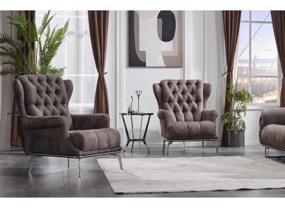 Poltrona Chesterfield moderna di lusso 2x per soggiorno mobili imbottiti