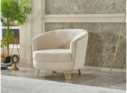 Poltrona moderna bianca in tessuto imbottito per il soggiorno