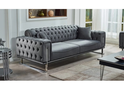 Divano grigio 3 posti Chesterfield lusso mobili imbottiti divano a tre posti