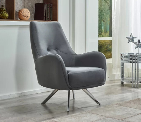 Poltrona mobili imbottiti design tessile grigio soggiorno