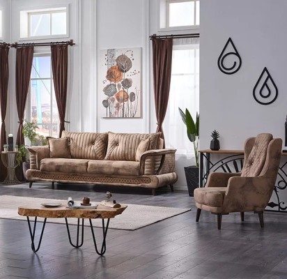 Set di divani di lusso 3+2 posti per soggiorno design in tessuto