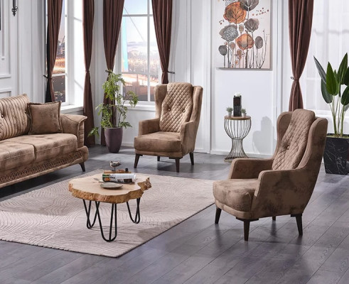 Design 2x Poltrona soggiorno tessuto lusso mobili imbottiti moderni completi