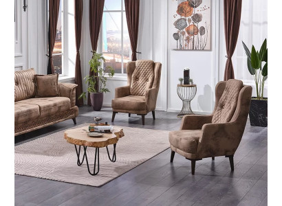 Design 2x Poltrona soggiorno tessuto lusso mobili imbottiti moderni completi