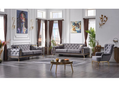 Sofà Chesterfield Completo 3+3+1 Posti Chesterfield Lusso Salotto