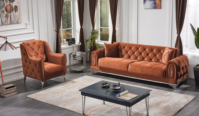 Divano Chesterfield 3+1 Sizer Marrone Mobili di Lusso