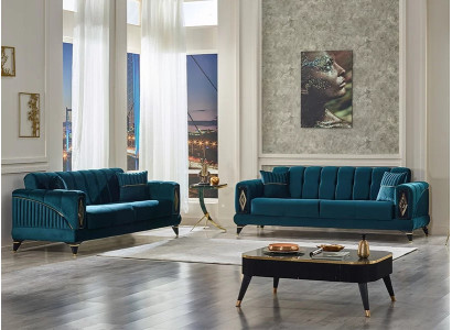 Set di divani 2x divani 3 posti mobili da soggiorno verde