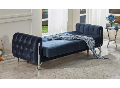 Divano moderno design 3 posti soggiorno tessuto blu mobili imbottiti