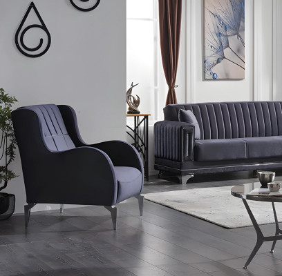 Poltrona di lusso grigia in tessuto design moderno