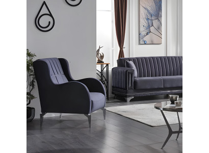 Poltrona di lusso grigia in tessuto design moderno